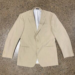 Stafford Essentials Suit Jacket (Size 42 Long) Cream, Tan, Blazer, Polyester